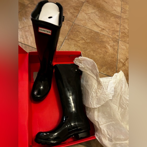 Hunter Original Back Adjust Gloss Women's Casual Boots, Black, size 7 - Picture 4 of 8